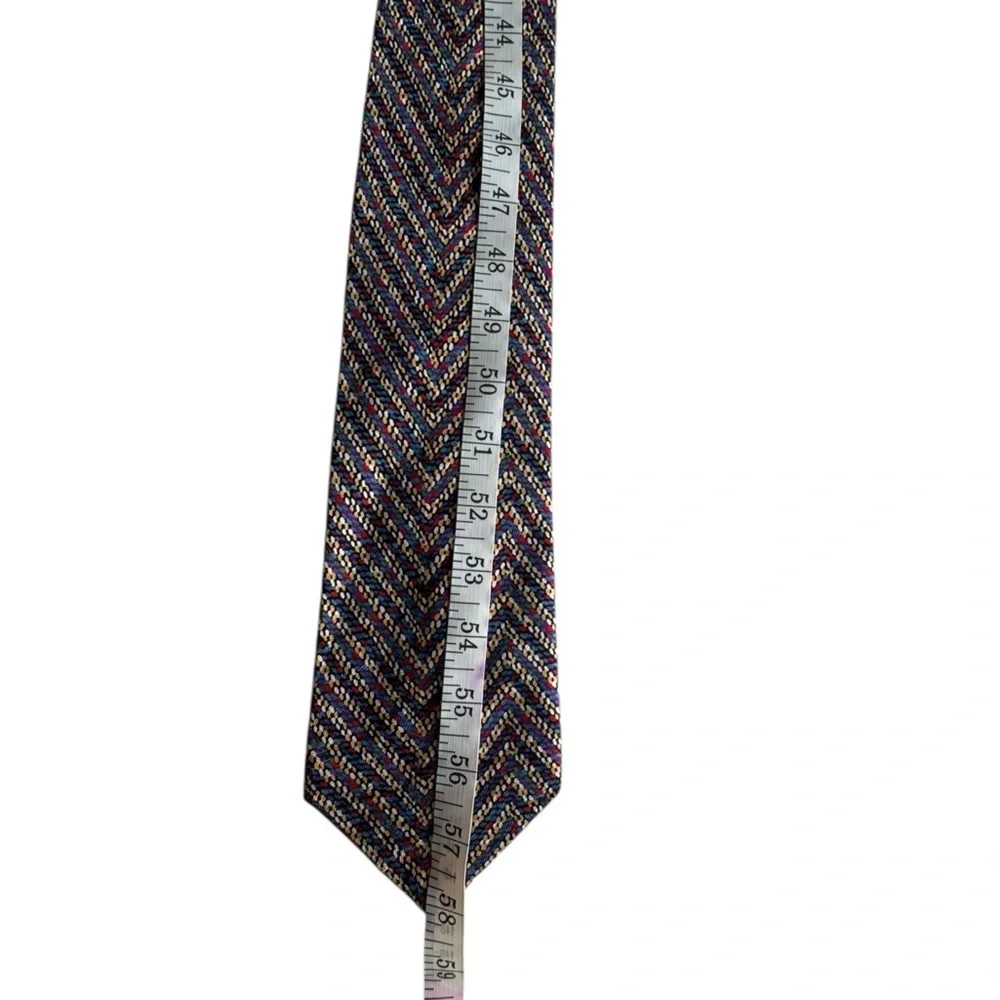 Bob Mackie Vintage Silk Tie Chevron Zig-Zag Multicolor Bold Retro Print H11